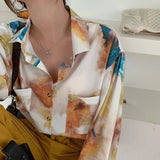 Soula Watercolor Ombre Print Shirt Blouse