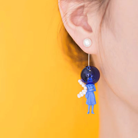 Glass Ball and Lady Drop Earrings