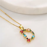 Colorful Crystal Letter Pendant Necklaces