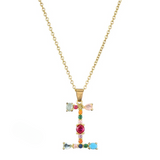 Colorful Crystal Letter Pendant Necklaces