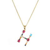 Colorful Crystal Letter Pendant Necklaces