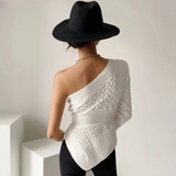 Albertina One Shoulder Cable Knit Sweater