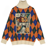 Wendy Argyle Cartoon Graphic Turtleneck Sweater