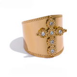 Luxe CZ Cross Brand Band Ring