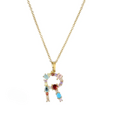 Colorful Crystal Letter Pendant Necklaces