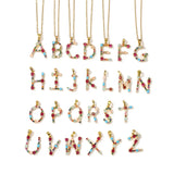 Colorful Crystal Letter Pendant Necklaces