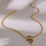 Golden Key Lock Charm Pendant Necklace