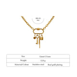 Golden Key Lock Charm Pendant Necklace