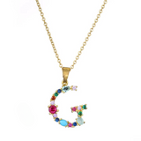 Colorful Crystal Letter Pendant Necklaces