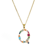 Colorful Crystal Letter Pendant Necklaces