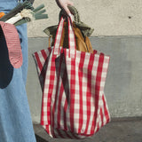 Casual Gingham Shopper Canvas Totes