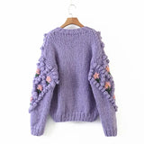 Dores Flower Applique Chunky Knit Cardigan