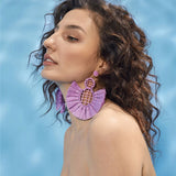 Wella Bohemian Straw Fan Tassel Earrings