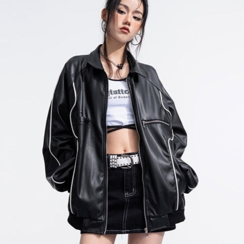 Heera Faux Leather Racer Bomber Jackets - 2 Colors watereverysunday