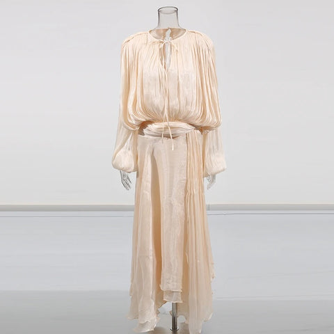 pleated tie waist dress Gold Pleated Tie Waist Mini Dress Gold / S