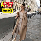 Herringbone Wool Knit Maxi Cardigan Coat - SIZE S -SALE