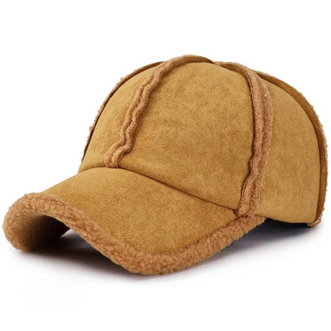 Faux Shearling Suede Fleece Baseball Hat