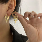 Geometric Metal Lattice Minimalist Earrings