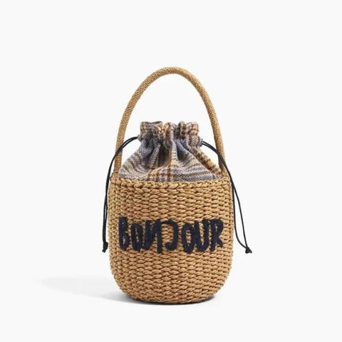 Bonjour Mini Straw Basket Bag