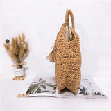 Coralie Round Straw Tote Bag