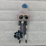 Cute Chunky Knit Hat Fashionista Girls Brooches - Style 3