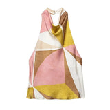 Hollies Geometry Prints Satin Halter Top and Pleated Skirts