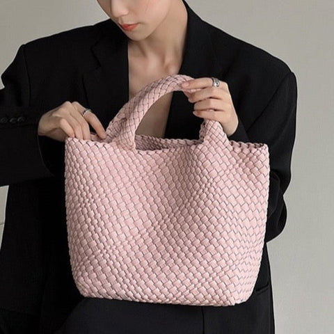 embassy travel gear faux leather 21 tote bag Ibiza Faux Leather Woven Tote