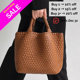 Ibiza Faux Leather Woven Tote - 21 Colors