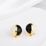 Ines Two-Tone Enamel Sphere Clip Earrings