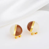 Ines Two-Tone Enamel Sphere Clip Earrings