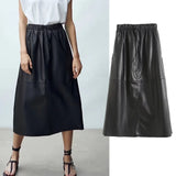 Ines Faux Leather Midi Skirt