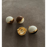 Ines Two-Tone Enamel Sphere Clip Earrings