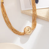 Ingrid Ball Pendant Choker Necklace - Gold or Silver watereverysunday