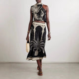 Ingrid Vintage Print Satin Two-Piece Set