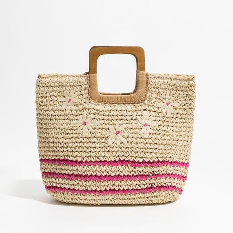 Inka Flower Child Straw Woven Tote - 3 Colors watereverysunday