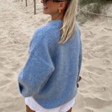 Irene Fuzzy Mohair Crewneck Sweater watereverysunday