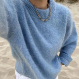Irene Fuzzy Mohair Crewneck Sweater watereverysunday