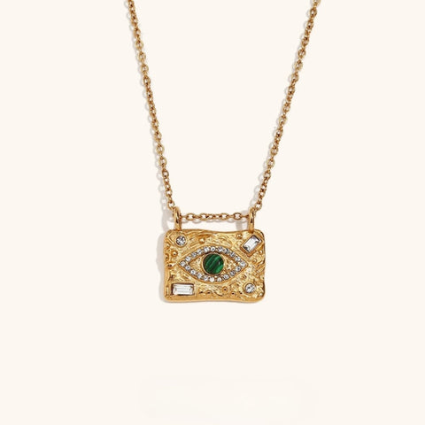 Iris Crystal Eye Pendant Necklace