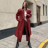 Isabel Red Terracotta Leather Coat watereverysunday