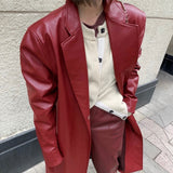 Isabel Red Terracotta Leather Coat watereverysunday