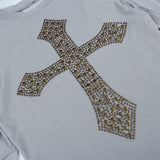 Isolde Gothic Cross Sequin Tissue Crop Top watereverysunday