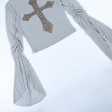 Isolde Gothic Cross Sequin Tissue Crop Top watereverysunday