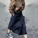 Jamesina Asymmetric Wrap Pinstripe Maxi Skirt