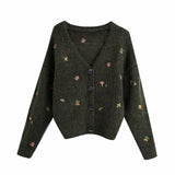 Jimin Embroidery Vintage Knit Cardigan watereverysunday