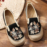 Johanna Vintage Floral Embroidery Moccasin Loafers watereverysunday