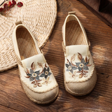 Johanna Vintage Floral Embroidery Moccasin Loafers watereverysunday