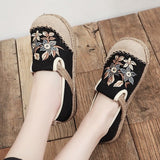 Johanna Vintage Floral Embroidery Moccasin Loafers watereverysunday