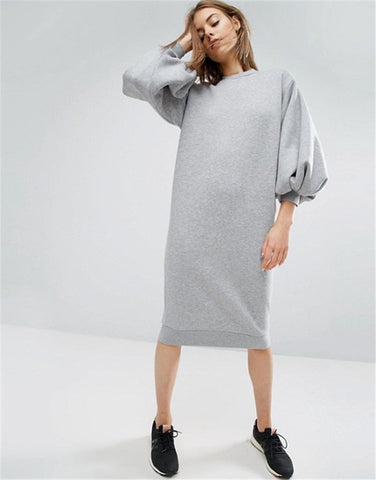 Jolene Puff Sleeve Sweatshirt Mini Dress - 2 Colors