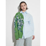 Jordana Asymmetric Knit–Shirt Hybrid Top