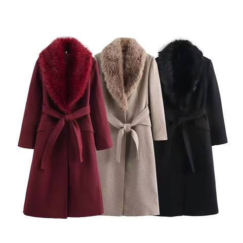 Josephina Faux Fur Collar Woolen Coat